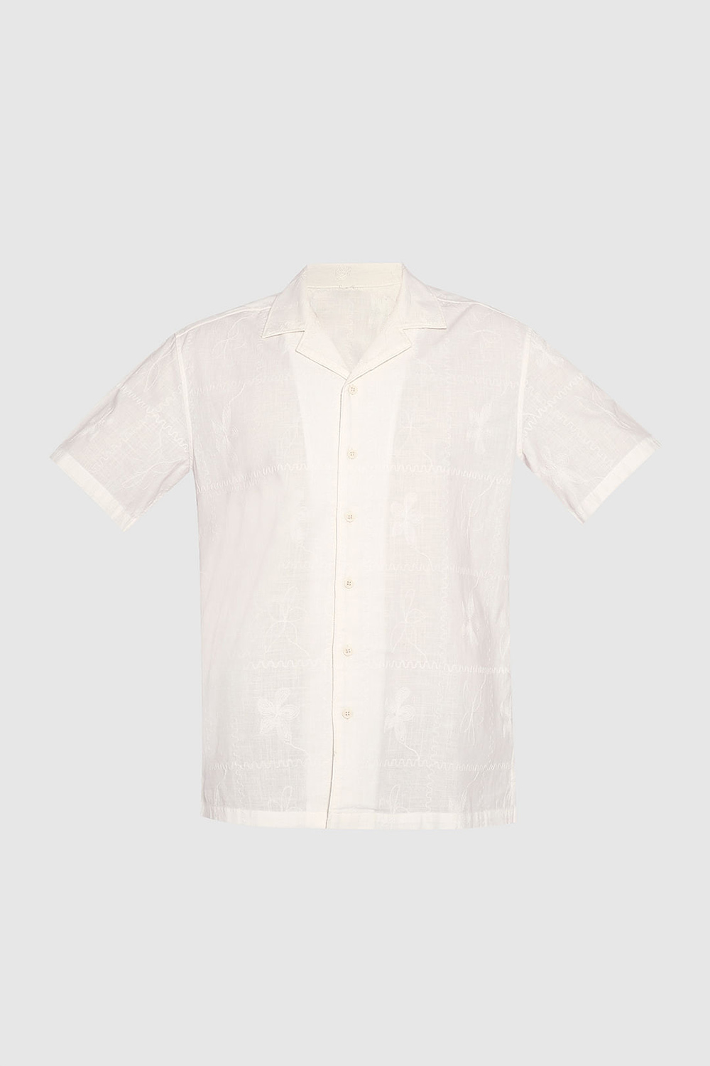 White Embroidered Cotton Shirt