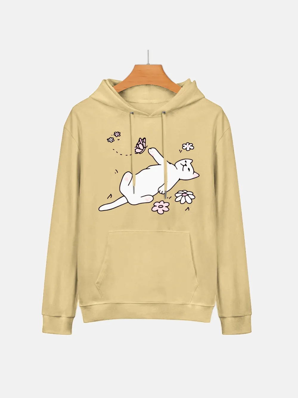 Just Chill Cat Pattern Hoodie