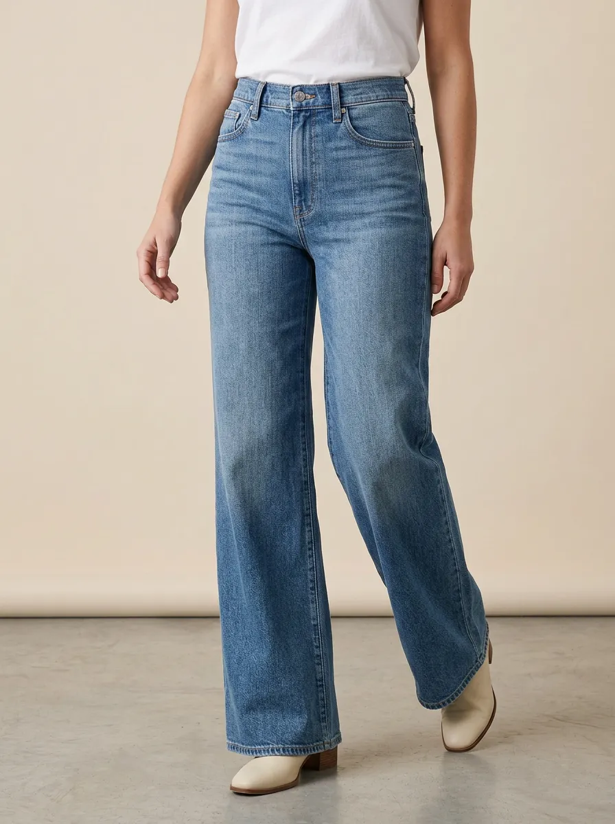 Modern-Profile High-Rise Wide-Leg Denim Jeans