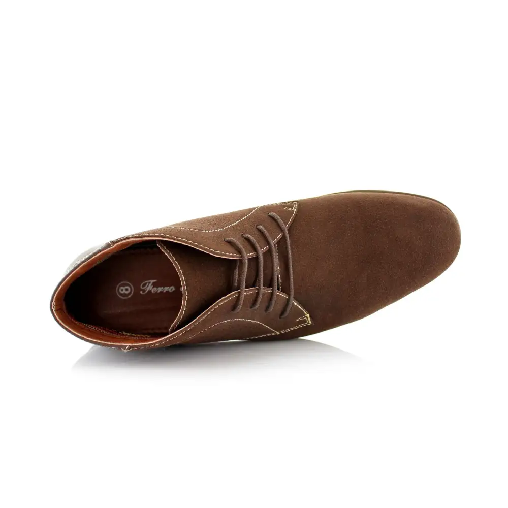 Polished Faux-Suede Suede Faux-Leather Chukka Boots