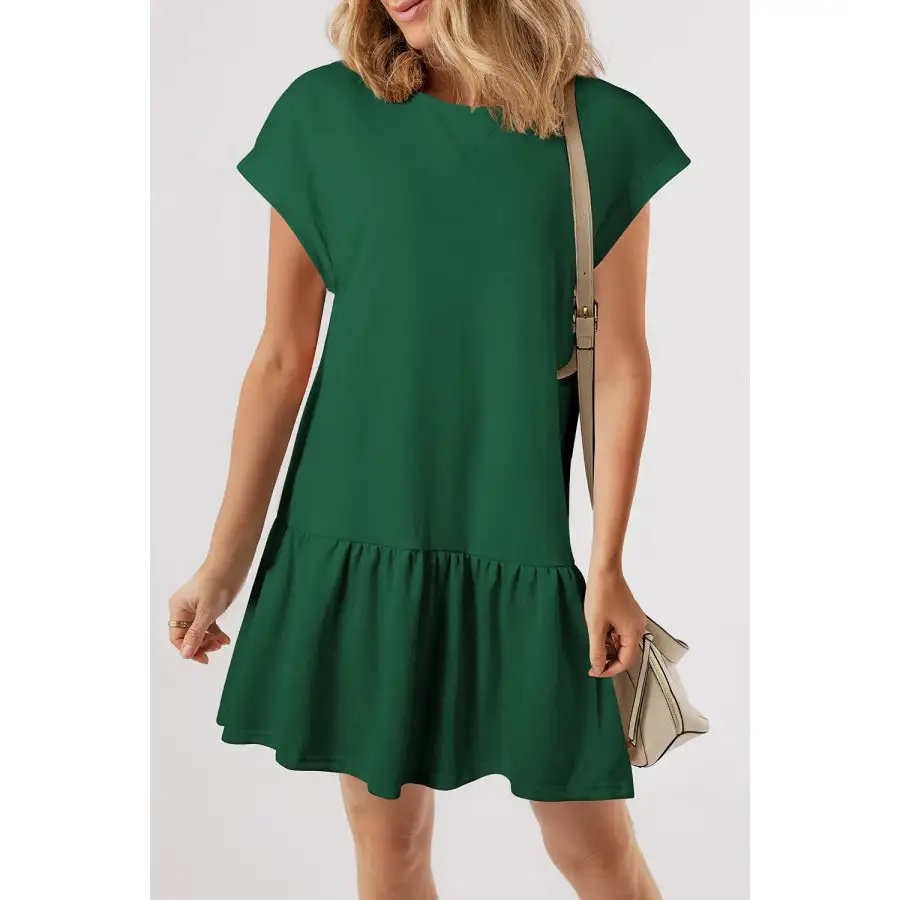 Simple Everyday Round Neck Short Sleeve Mini Dress