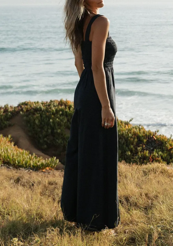 Smocked Wide Leg Jumpsuit