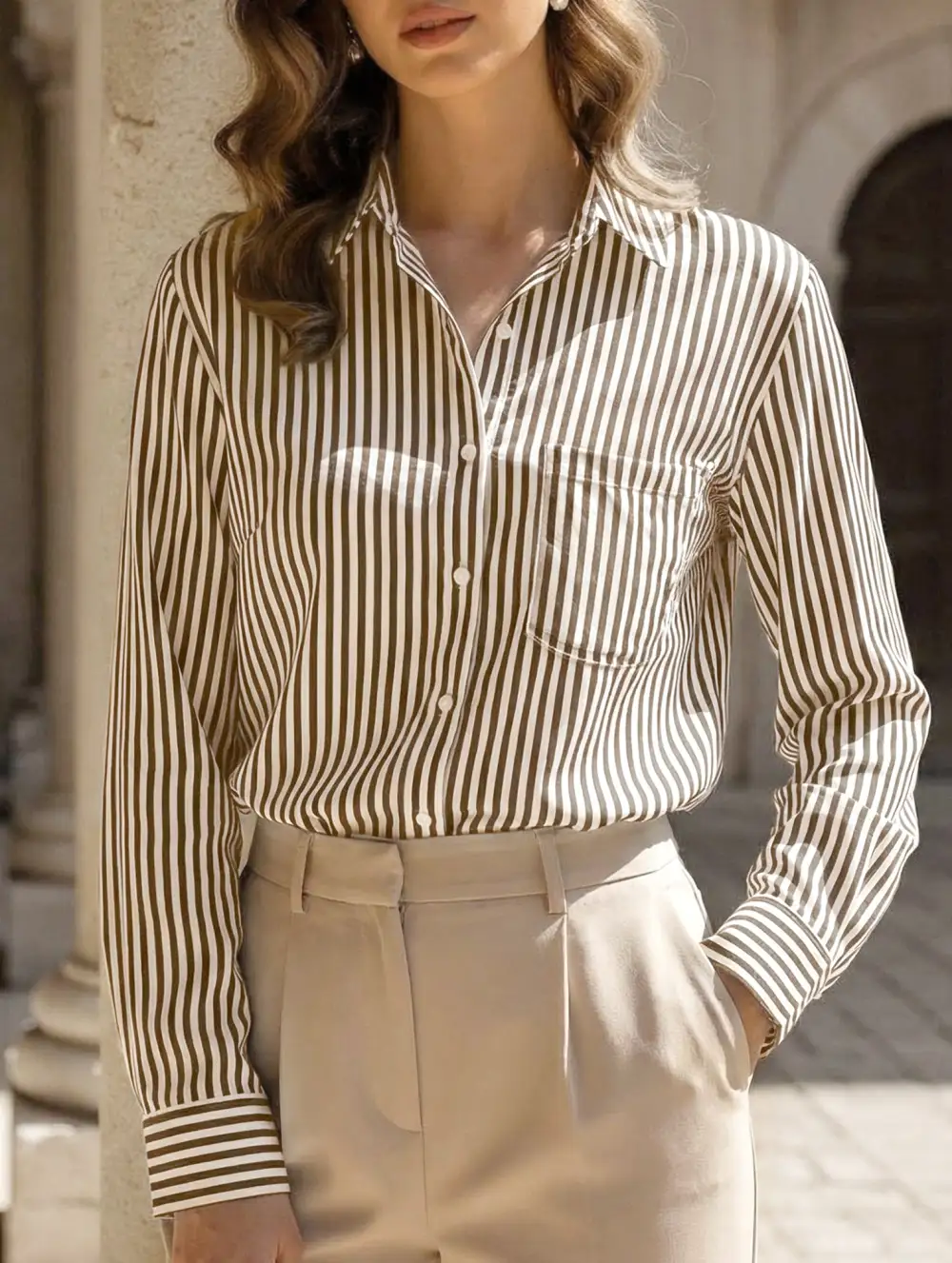Printed Striped Cardigan Shirt