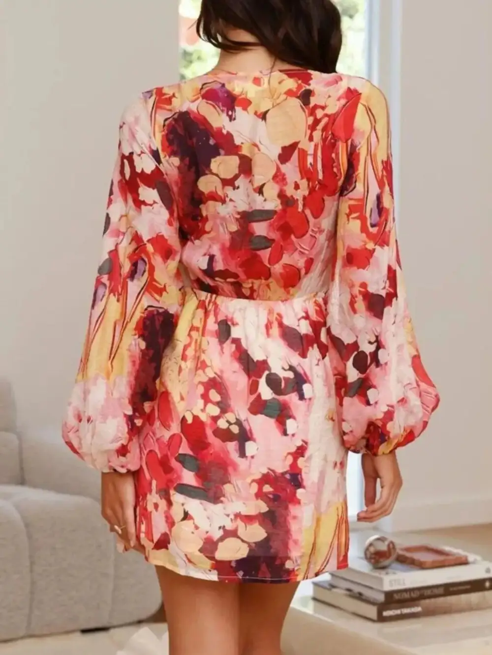 Tie Waist Long Sleeve Dress Casual