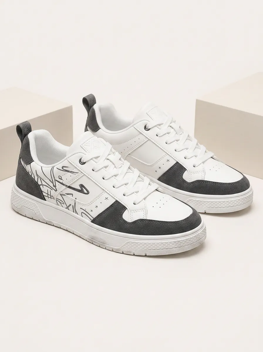 Men's Creative Streetwear Graffiti Pattern Patterned Relaxed Skate Shoes