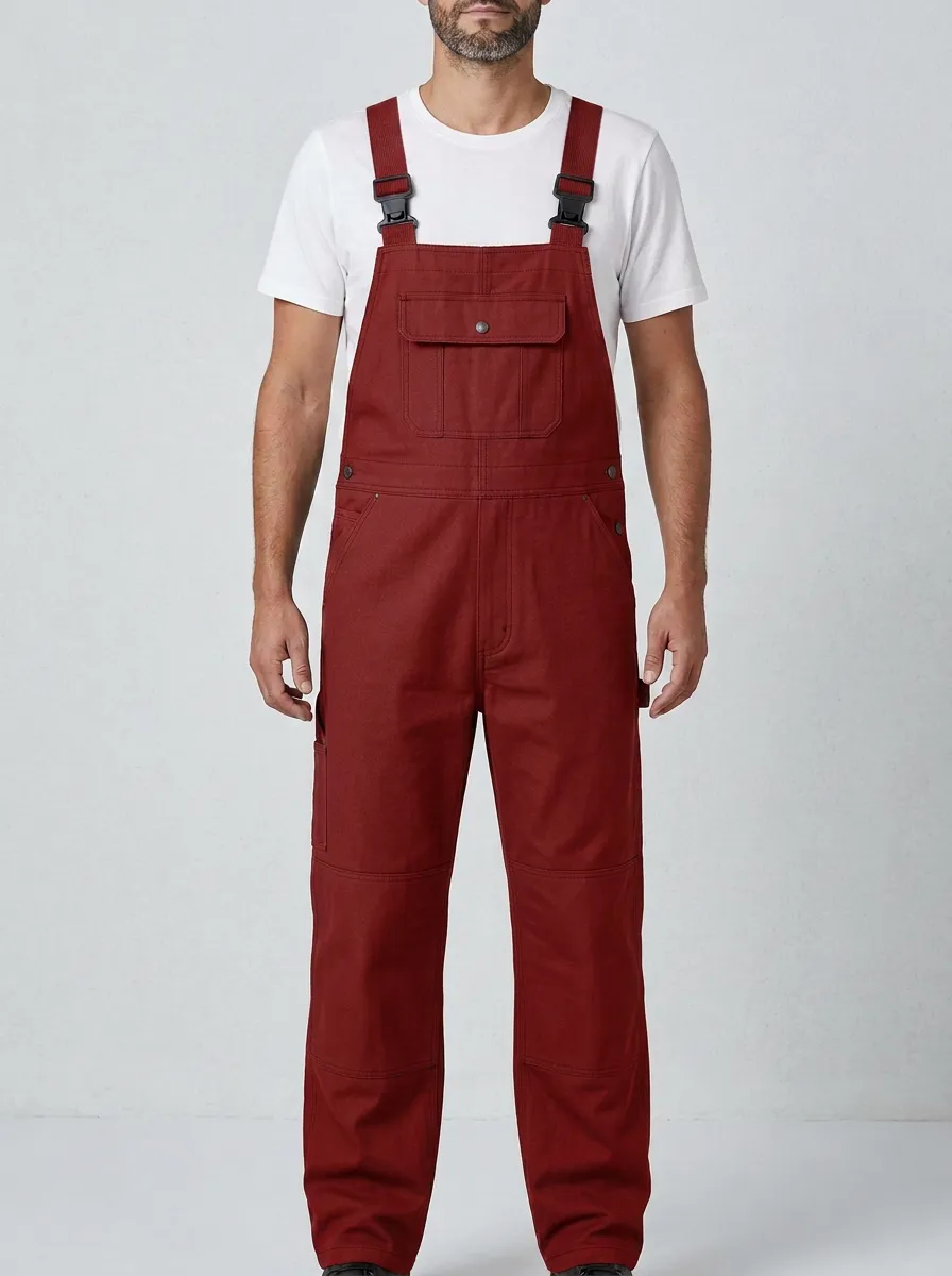 Men's Multi-Pocket Canvas Bib Work Overalls