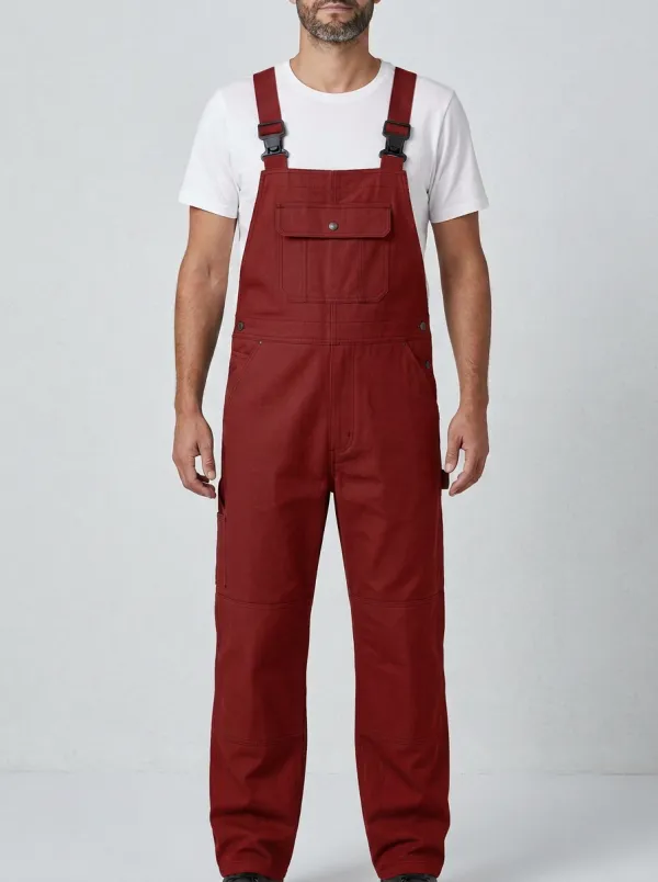 Men's Multi-Pocket Canvas Bib Work Overalls