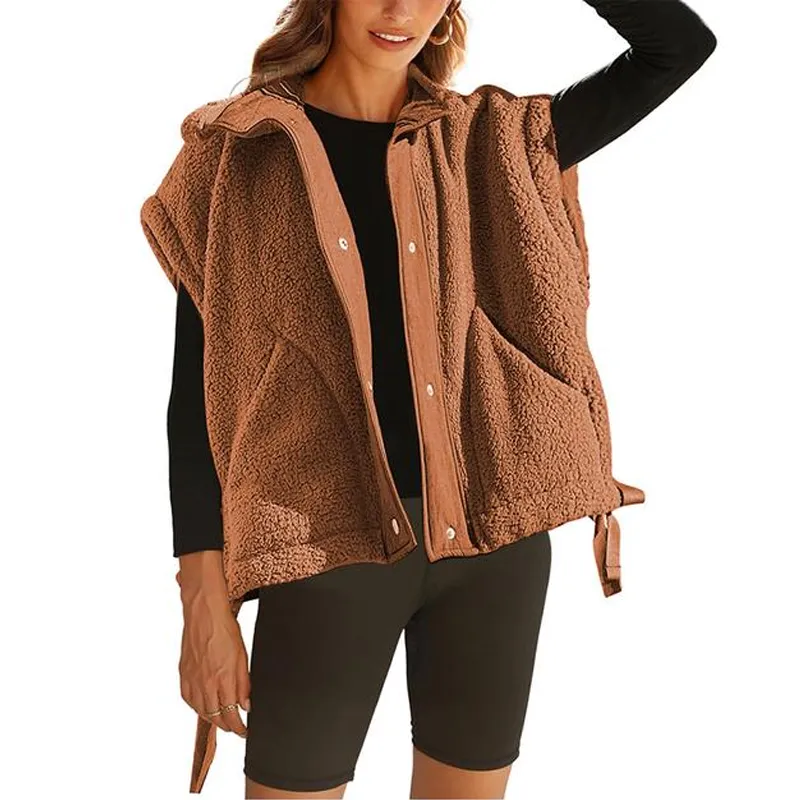 8 Pick Tanming Women'S Warm Sherpa Fleece Vest Casual Cozy Sleeveless Button Down Sherpa Jacket Outerwear With Pockets FallFreshness Womenswear Basic