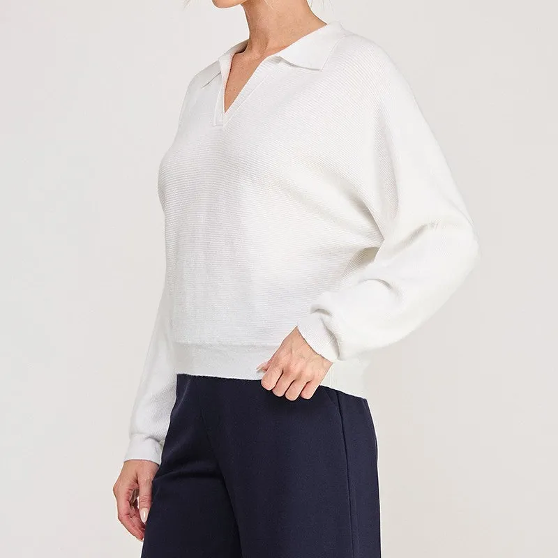Dolman Sleeve Polo Sweater