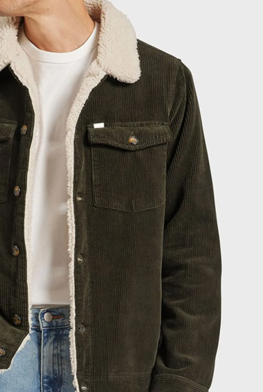 Forest Green Sherpa-lined Corduroy Jacket