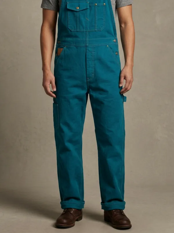 Men's Casual Olive Green Multi-Pocket Cotton Overalls