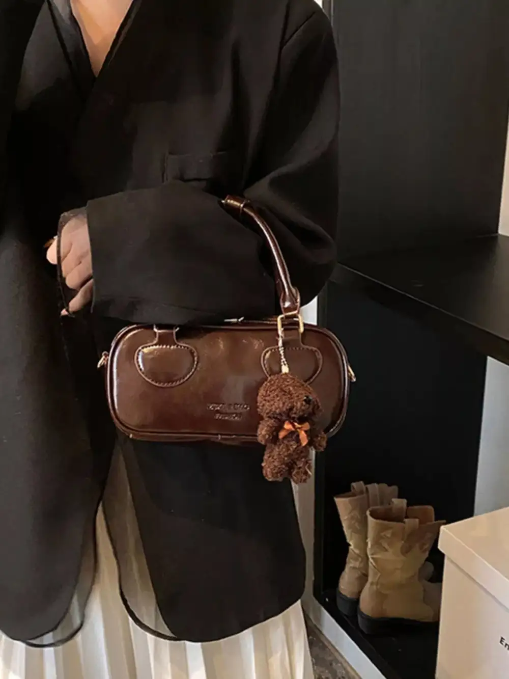 Vintage Style Crossbody Bag with Charm