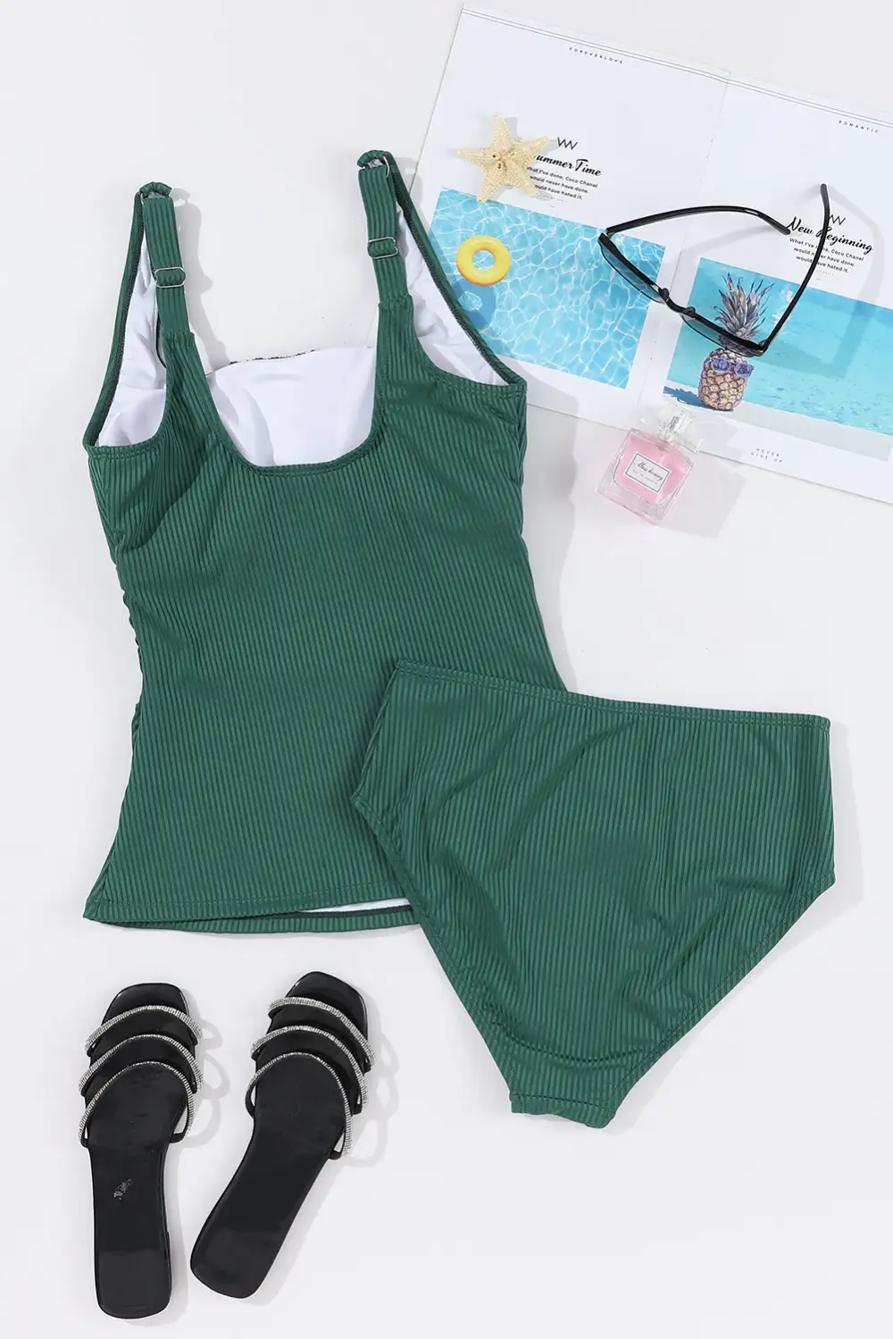 Square Neck Wide Strap Tankini Set Accessory