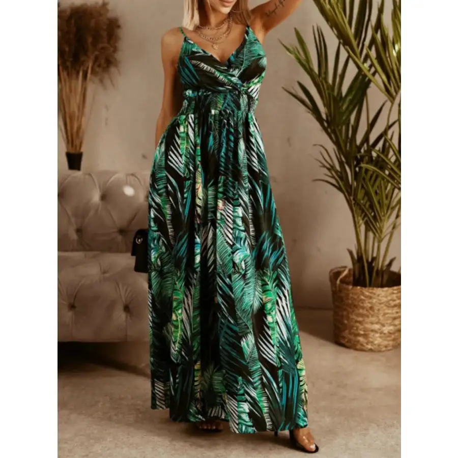 Classic Printed Spaghetti Strap Maxi Dress