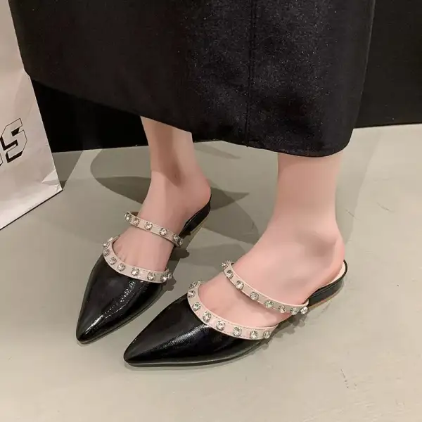 Rhinestone Embellished Pointed Toe Sandals