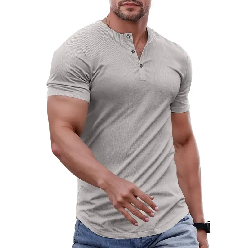 Men's Solid Color Slim Fit Longline T‑Shirt
