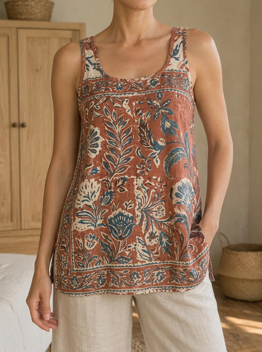 Women's Classic Boho Floral Pattern Tank Top