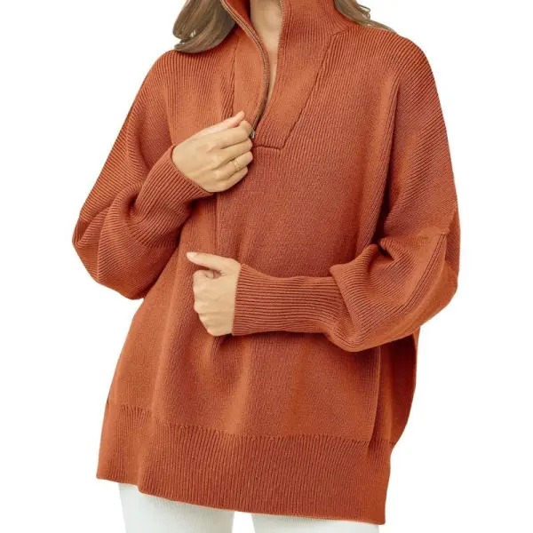 Womens Tunic Sweater Fall Long Sleeve 1/4 Zip Pullover Sweaters