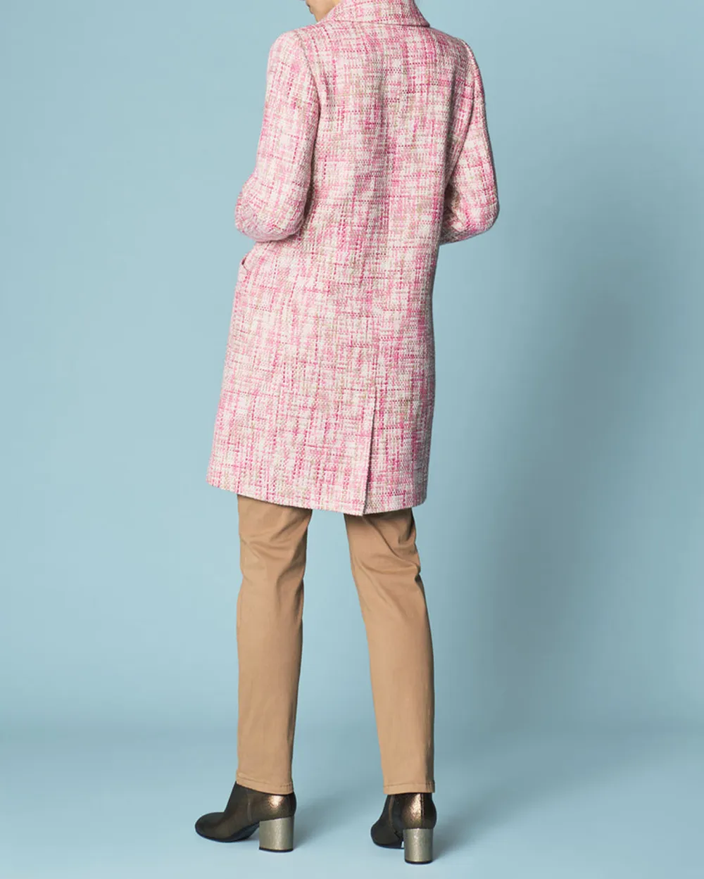 Tweed Single Breasted Long Coat