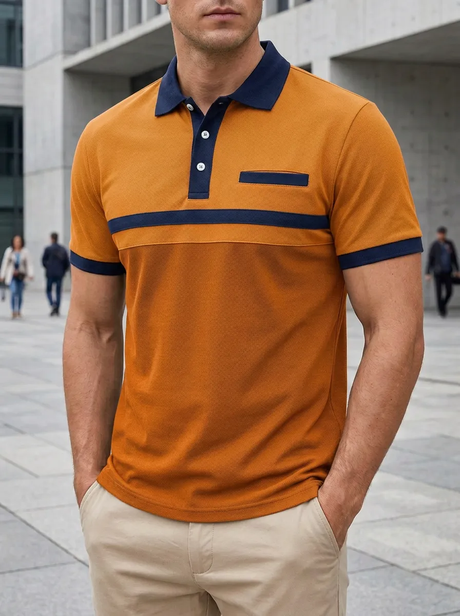 Men's Refined Colorblock Pocket Polo Shirt