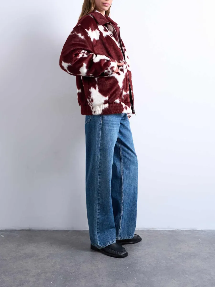 Cow Print Dropped Shoulder Jacket