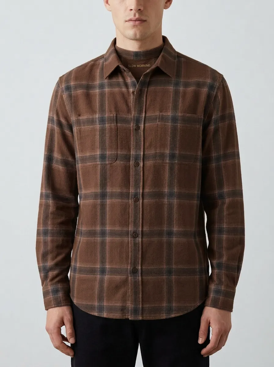 Relaxed Pattern Plaid Long-Sleeve Men's Long-Sleeve Shirt