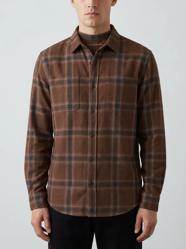 Relaxed Pattern Plaid Long-Sleeve Men's Long-Sleeve Shirt