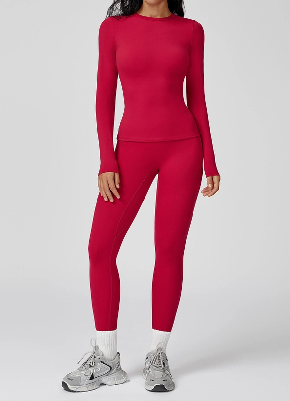 Long Sleeve Top with High Waist Sculpted Leggings Set