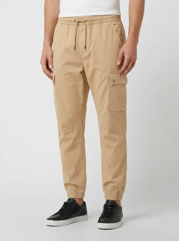 Elastic-Cuff Solid-Style Men's Cargo Pants