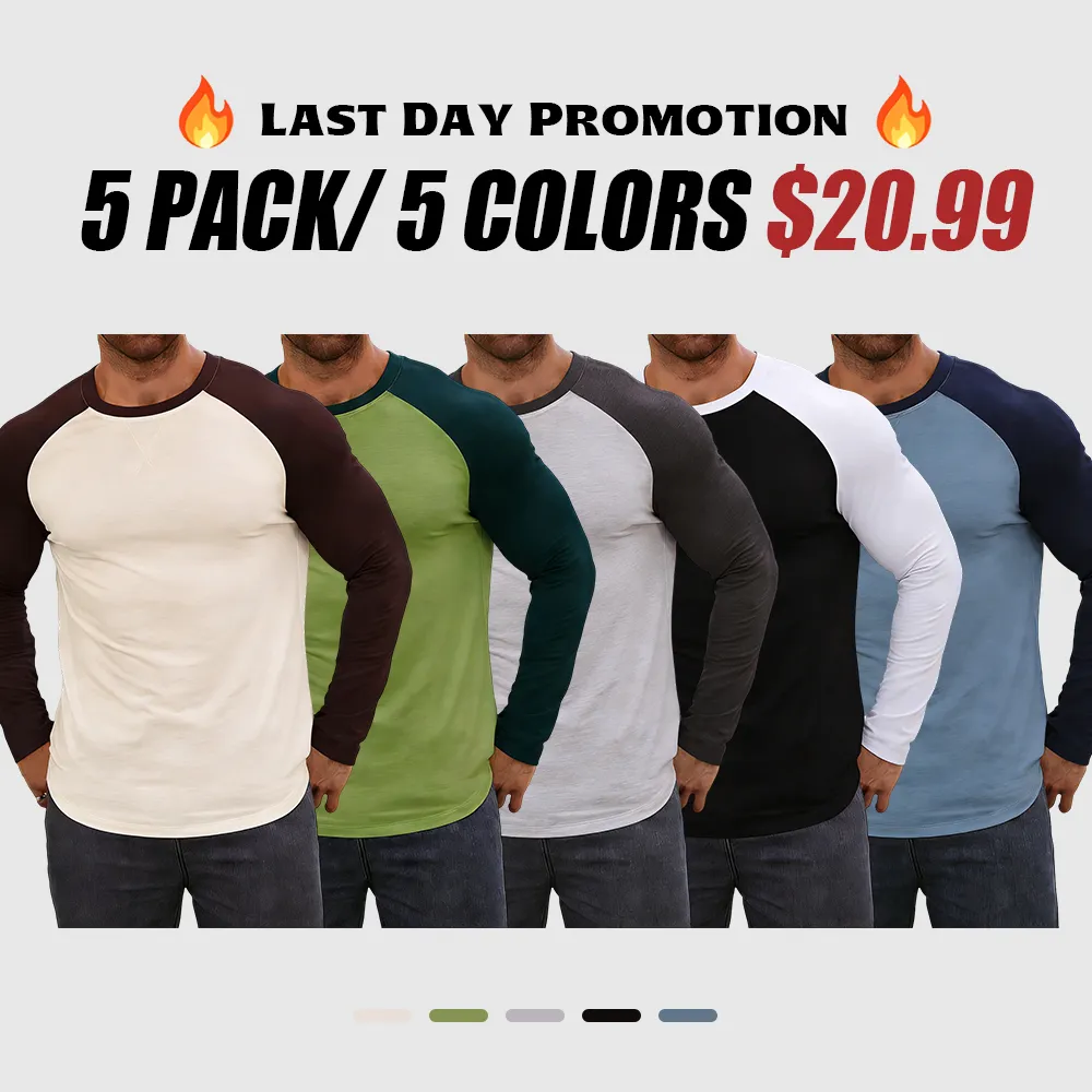 Men's long-sleeved color-blocked slim-fit T-shirt
