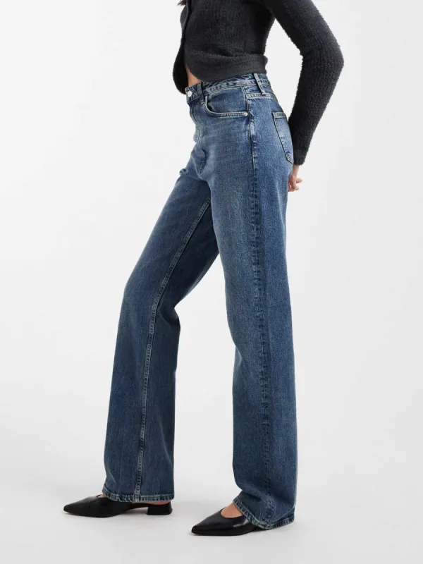 High-Waist Straight Denim Jeans