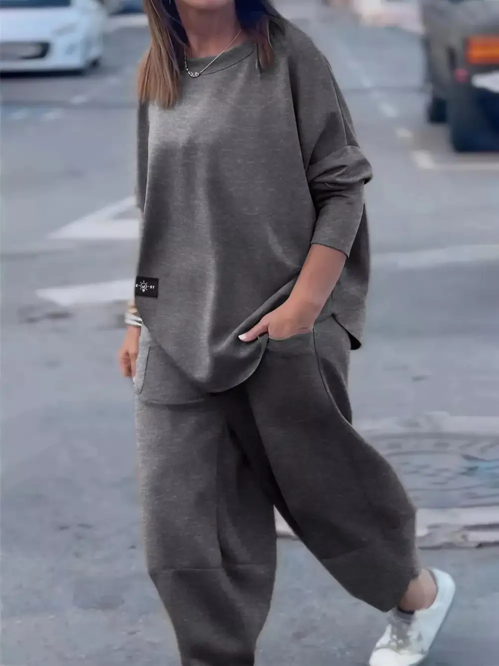 Plus Size Casual Loose Fit Top and Pants Two Piece Set
