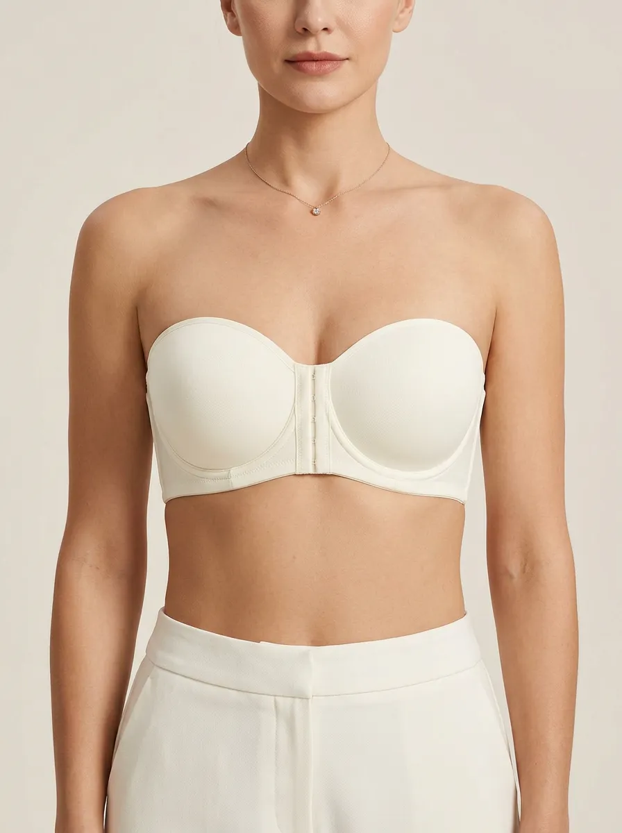 Women's Molded-Cup Defined-Shape Front-Closure Strapless Bra