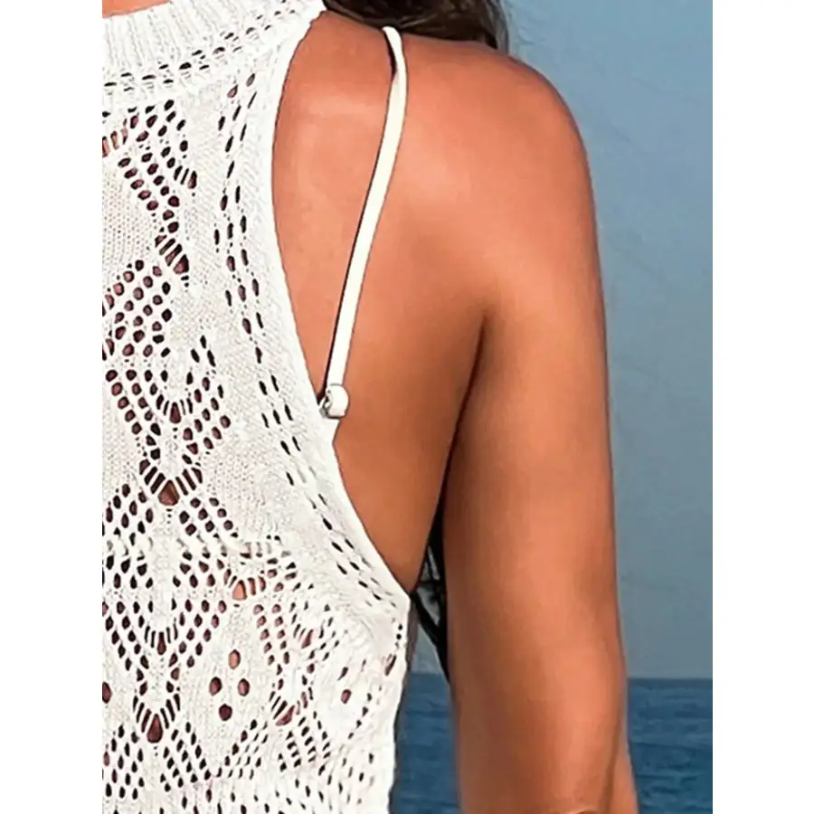 Crochet Sleeveless Split Cover Up Maxi Dress