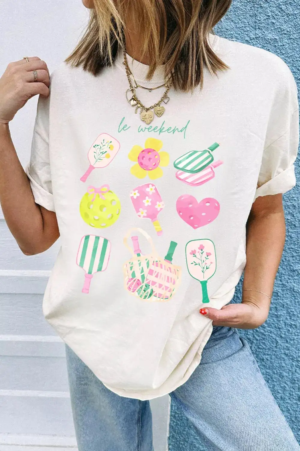 Graphic Round Neck Short Sleeve T Shirt