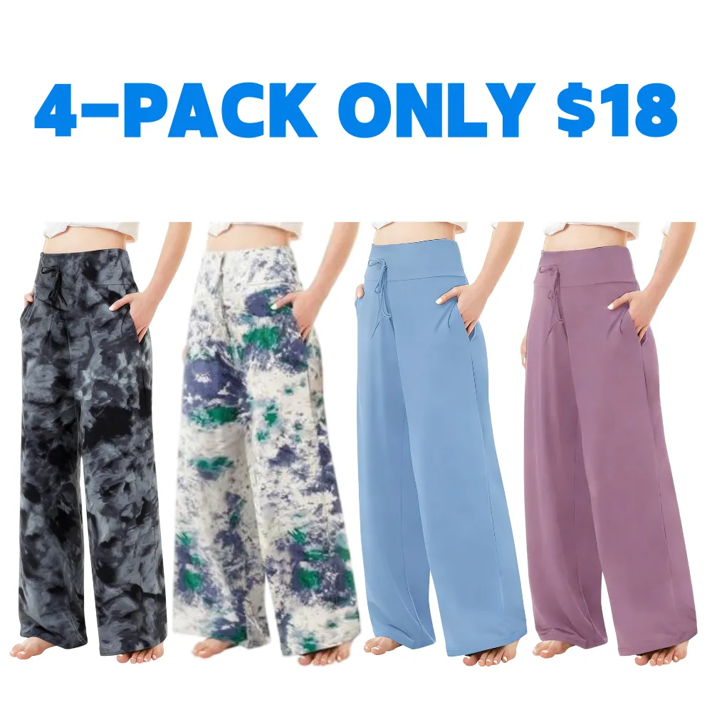 Women's Wide Leg Pants with Pockets – High waisted Loose Fit Sweatpants for Yoga