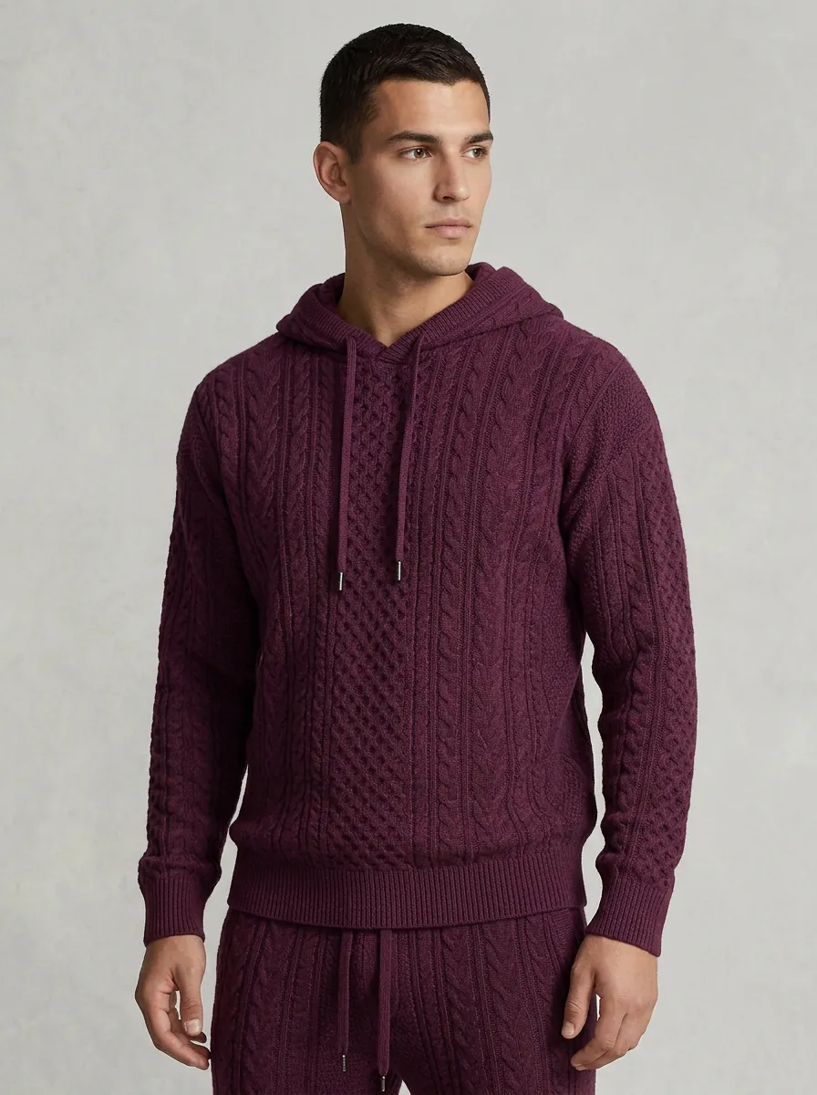 Refined Modern-Look Men's Knit Hoodie Jogger Set