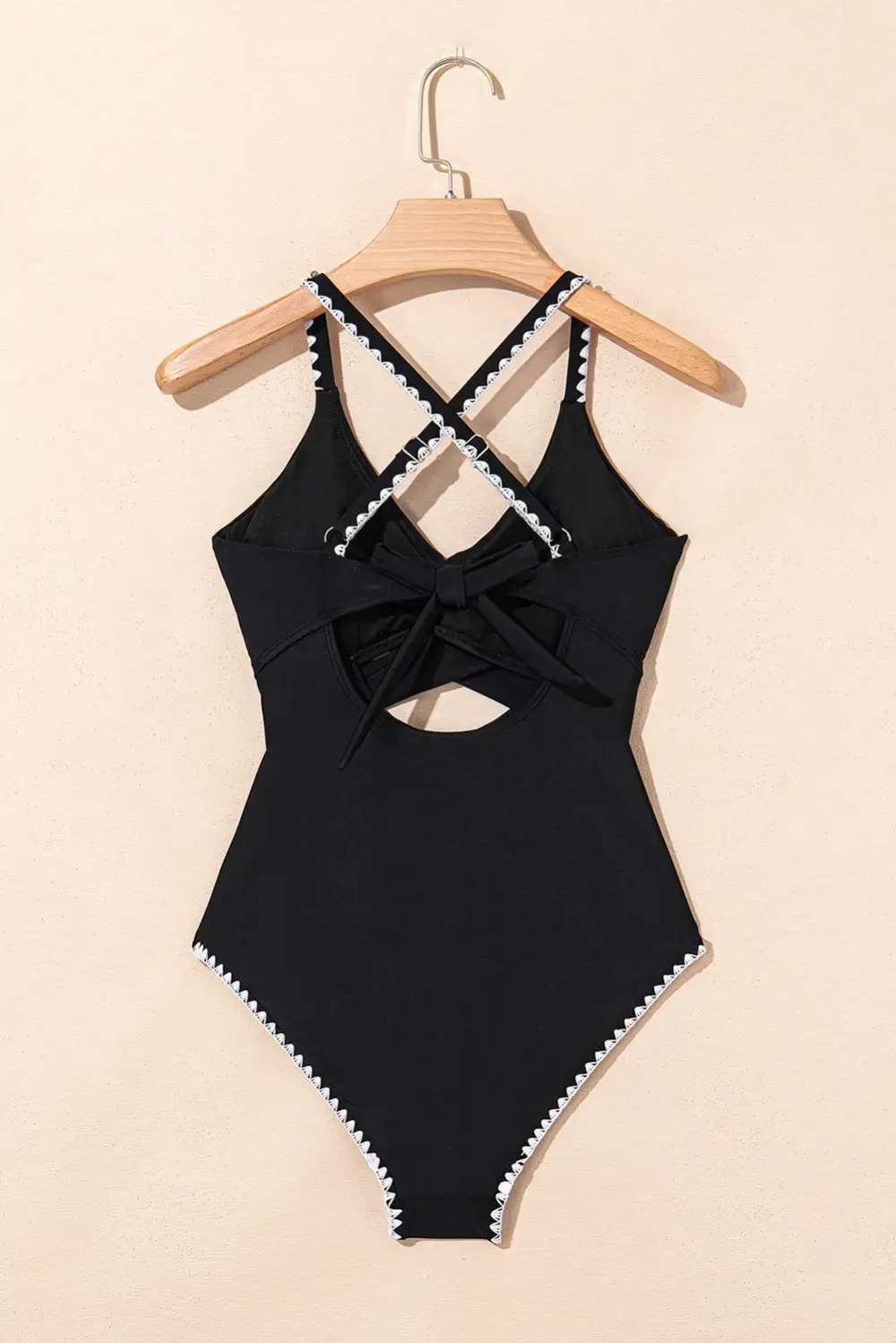 Ric Rac Trim Contrasted One Piece Swimsuit