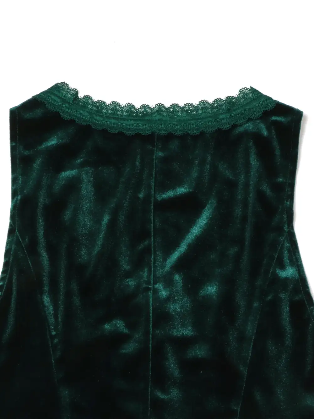 Lace Trim Velvet Button Front Top