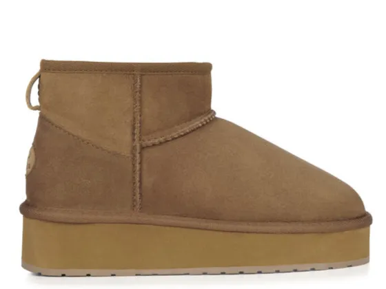 Suede Warm-Lined Platform Ankle Boots