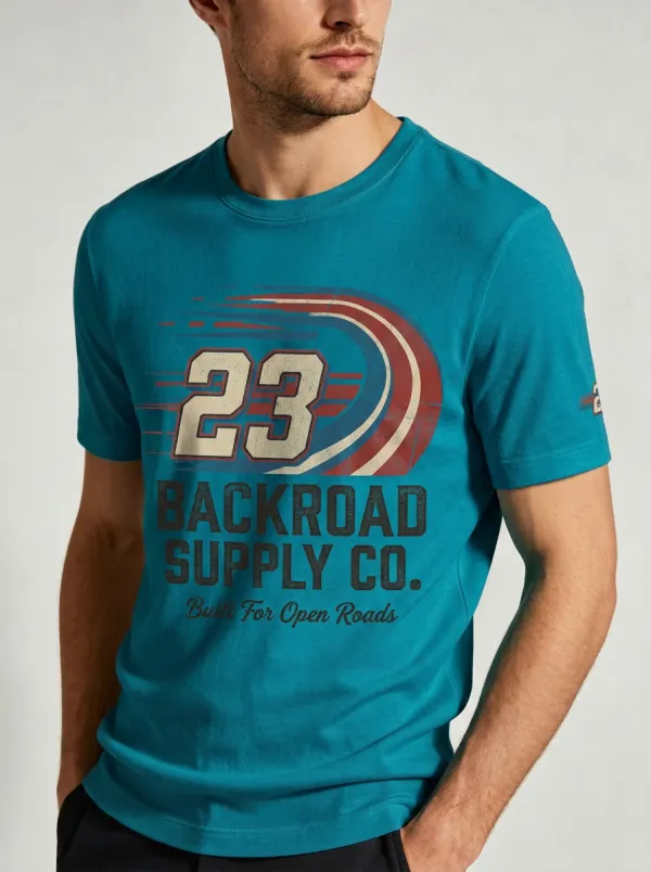 Men's Racing 23 Backroad Supply Co. Vintage Graphic Printed T-shirt