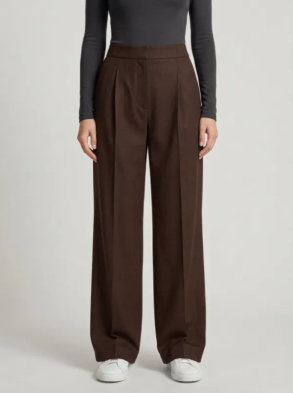 Simple Wide-Leg Pleated Women's Wide-Leg Pants