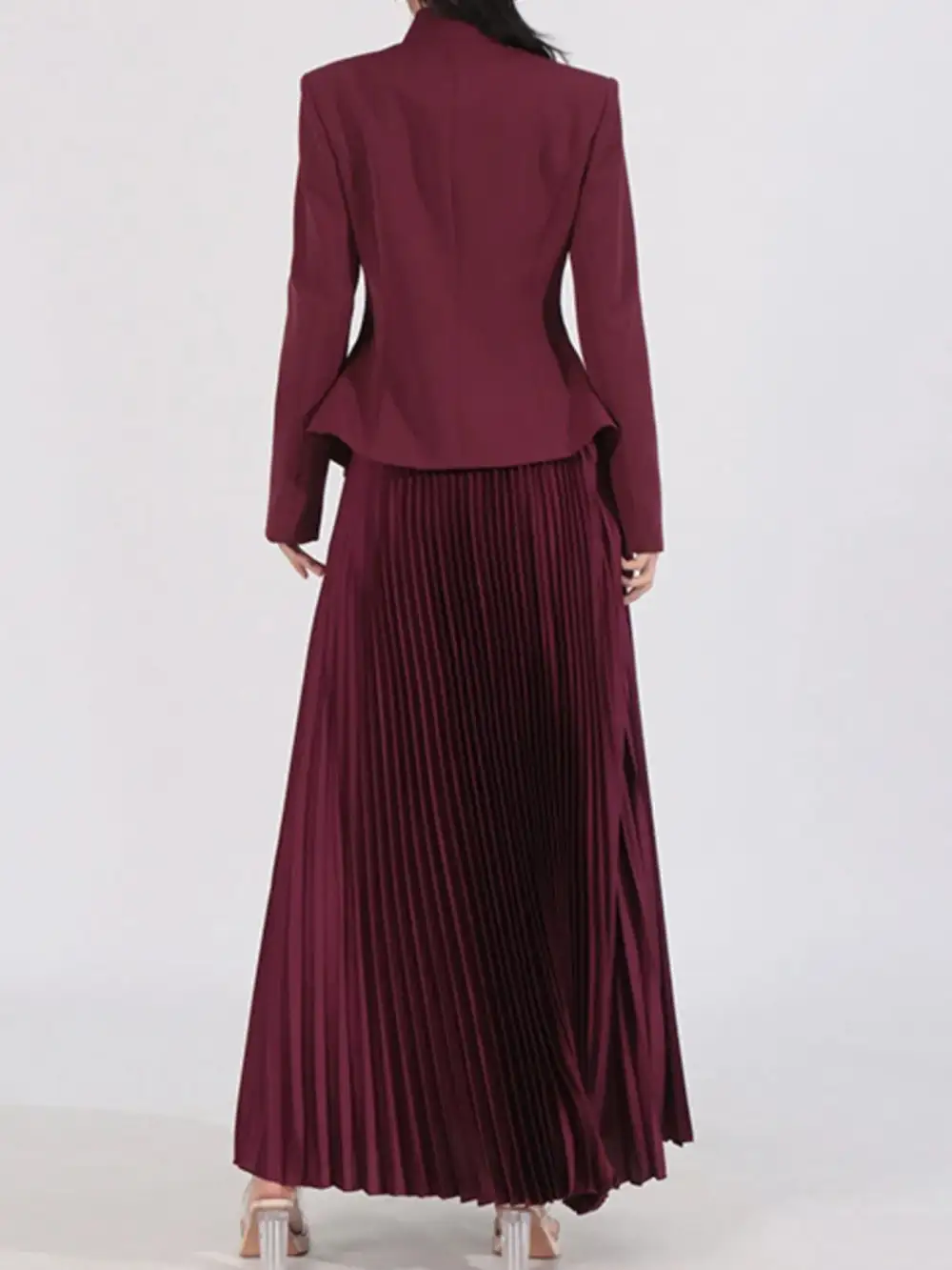 Neat Button Front Long Sleeve Coordinated Set