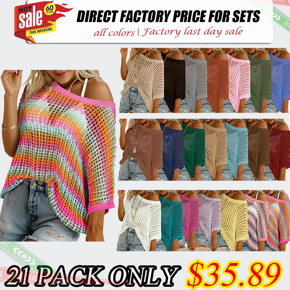 Women's Crew Neck Openwork Knit Pullover