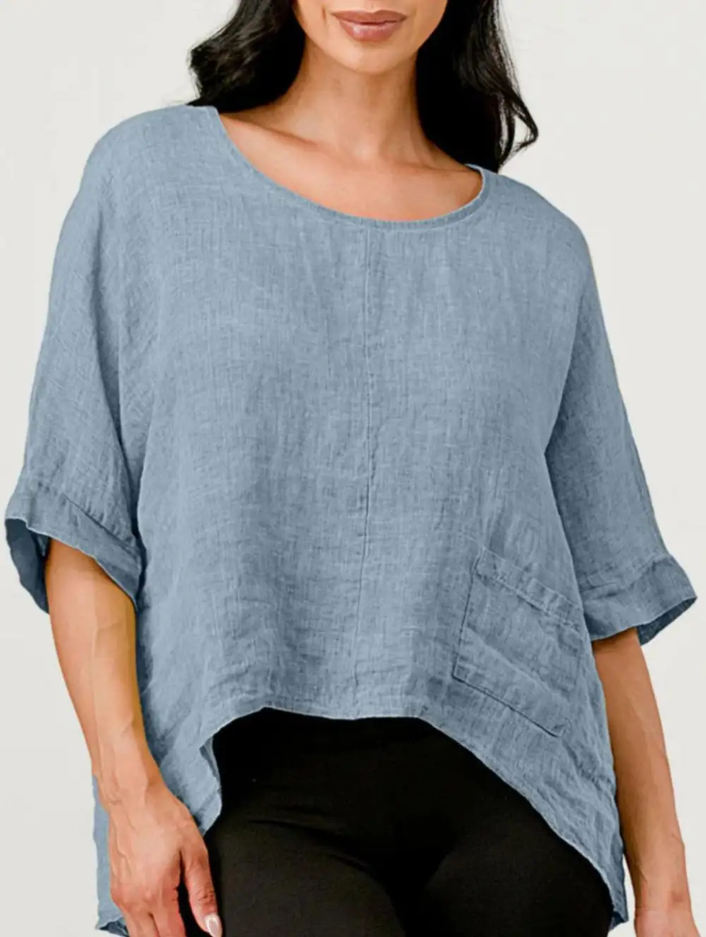Crew Neck Cotton Linen Tee