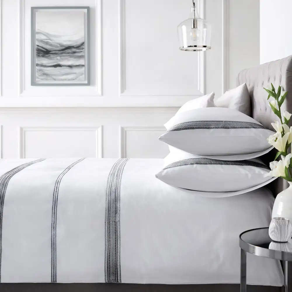Refined Bedroom Embroidered Printed Cotton Duvet Cover Set