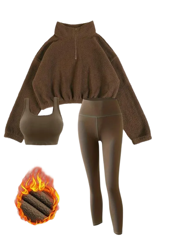 Women's Solid Thermal Lined Tracksuit Set