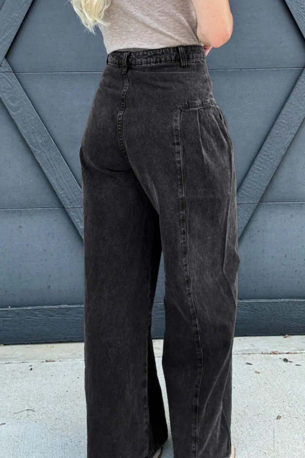 High Rise Wide Leg Pocket Denim Jeans