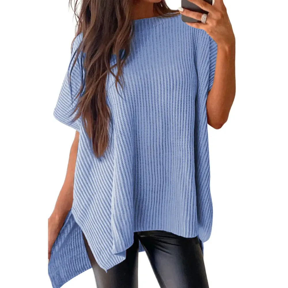 Women's loose-neckline short-sleeved sweater