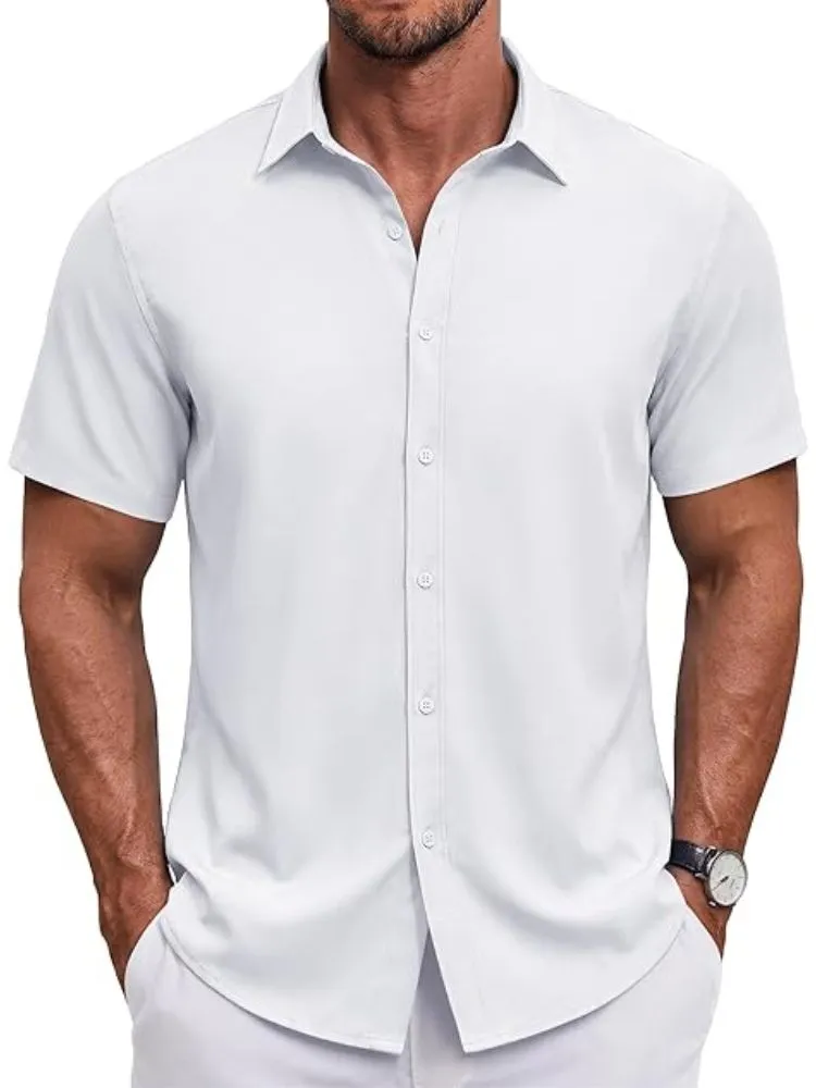 S Short Sleeve Casual Button-Down Shirt